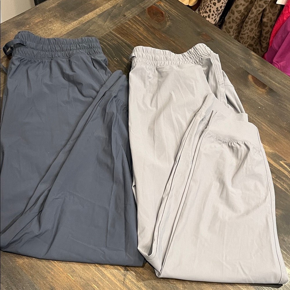 Set of 2 Old Navy Sleek tek Joggers  light Gray and Navy Blue